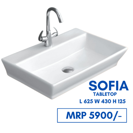 Moroccoware SOFIA table top washbasin with tap hole pillarcock compatible ceramic basin